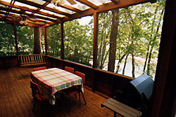 Screened-in deck, perfect for dining